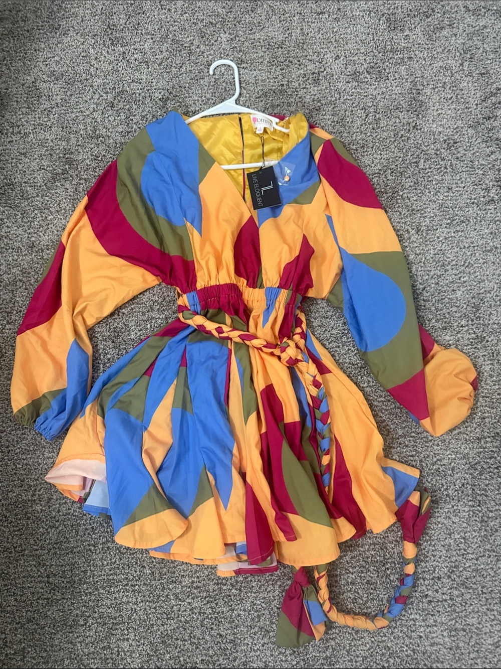 Multicolor Belted Mini Dress NWT
